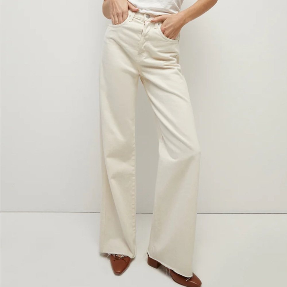 Veronica Beard Taylor Wide Leg Jean in Ecre